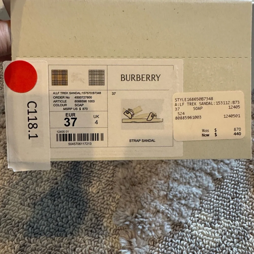 Burberry Women’s Trek Touch Strap Sandal Size 7 NWT - Picture 10 of 11